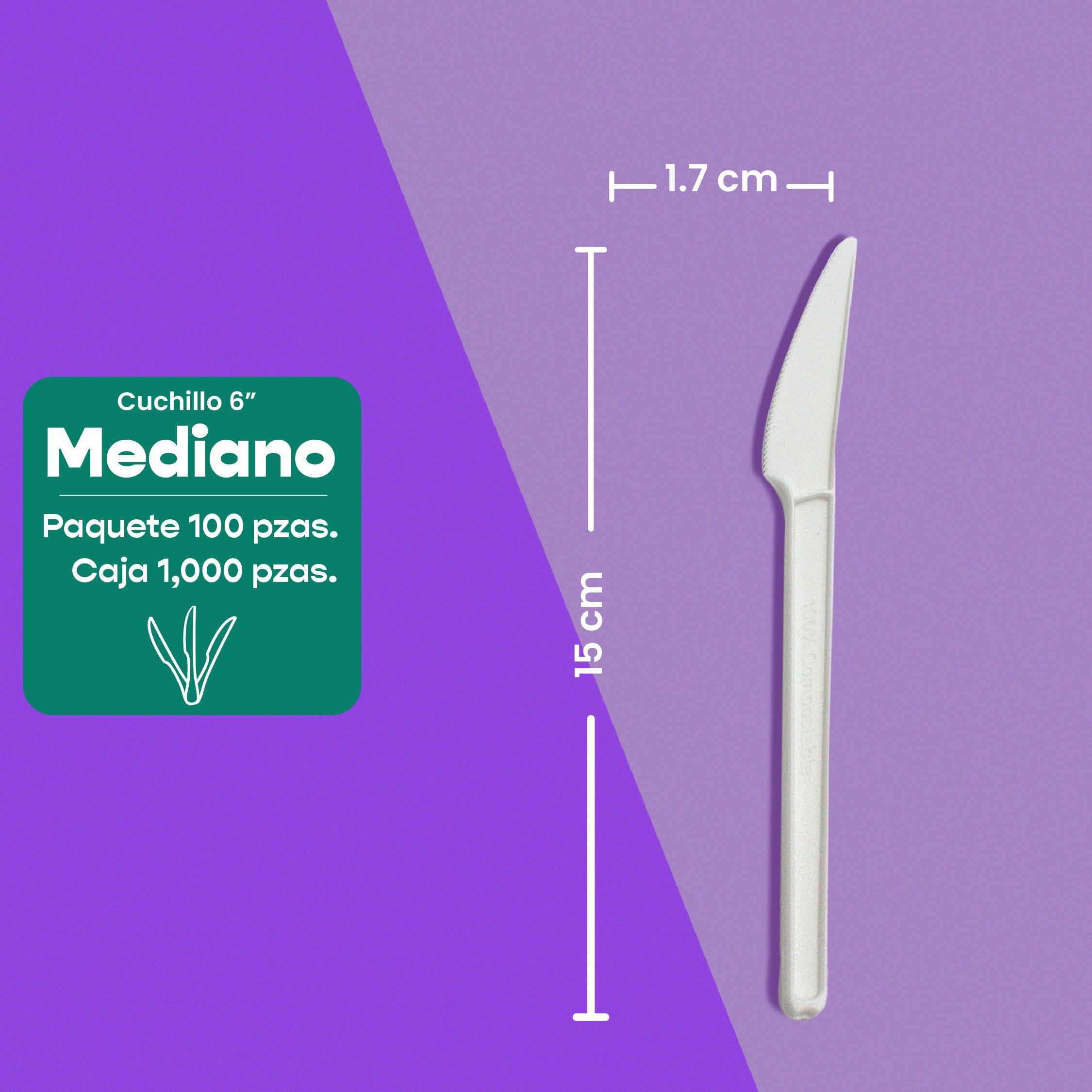 Cuchillo | Ácido Poliláctico Cristalizado CPLA | Compostable y biodegradable