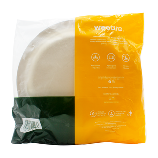 Plato Liso Retail  | Bagazo Trigo | 9 " / 22.8 cm | Compostable y biodegradable