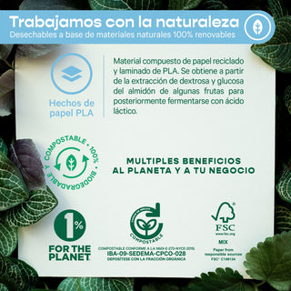 Vaso Navideño| Papel PLA | 12 oz / 355 ml | Compostable y biodegradable