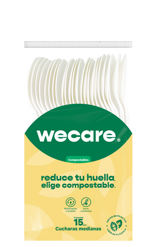 Cuchara Mediana 6" Retail | Ácido Poliláctico Cristalizado CPLA | Compostable y biodegradable