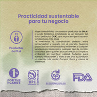 Tapa Contenedor Térmico | Ácido  Poliláctico Cristalizado CPLA | 8 oz | Compostable y biodegradable