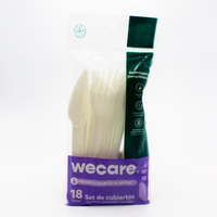 Set de cubiertos 6" Retail | Cuchara - Tenedor - Cuchillo | Ácido Poliláctico Cristalizado CPLA | Compostable y biodegradable