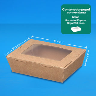 Caja Papel Con Ventana Delivery  | Papel PLA | Chica | Compostable y biodegradable