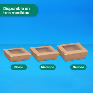 Caja Papel Con Ventana Delivery | Papel PLA | Mediana | Compostable y biodegradable