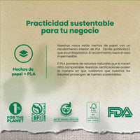 Caja Papel Delivery | Papel PLA | chica 26 oz | Compostable y biodegradable