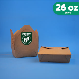 Caja Papel Delivery | Papel PLA | chica 26 oz | Compostable y biodegradable