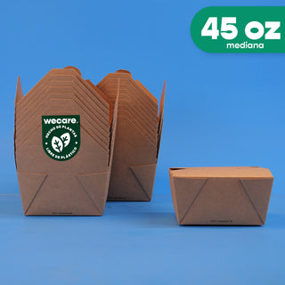 Caja Papel Delivery | Papel PLA | Mediana 45 oz | Compostable y biodegradable