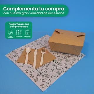 Caja Papel Delivery | Papel PLA | Mediana 45 oz | Compostable y biodegradable