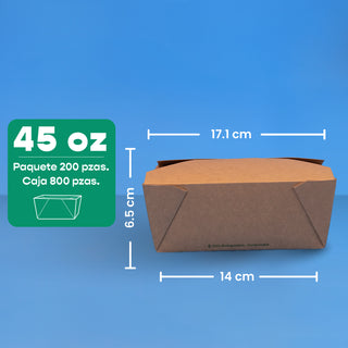 Caja Papel Delivery | Papel PLA | Mediana 45 oz | Compostable y biodegradable