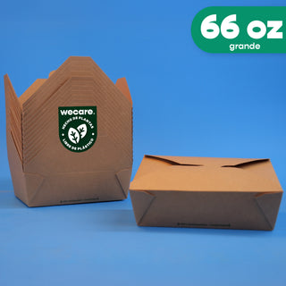 Caja Papel Delivery | Papel PLA | Grande 66 oz | Compostable y biodegradable