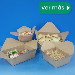 Caja Papel Delivery | Papel PLA | Mediana 45 oz | Compostable y biodegradable