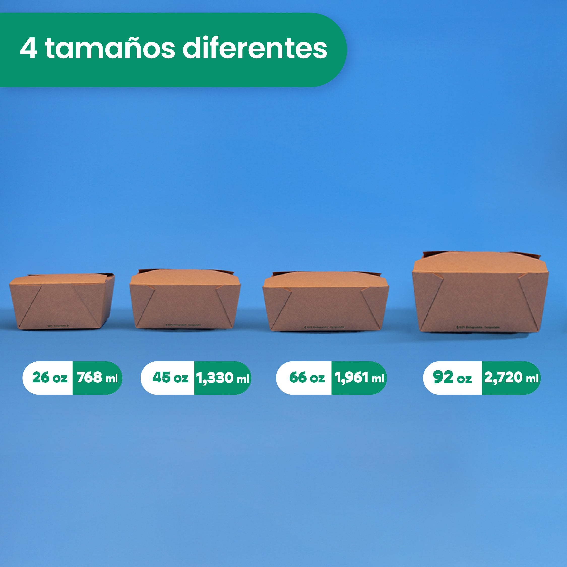 Caja Papel Delivery | Papel PLA | chica 26 oz | Compostable y biodegradable