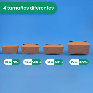 Caja Papel Delivery | Papel PLA | Mediana 45 oz | Compostable y biodegradable
