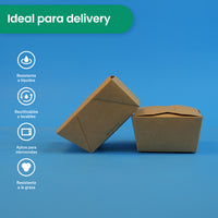 Caja Papel Delivery | Papel PLA | chica 26 oz | Compostable y biodegradable