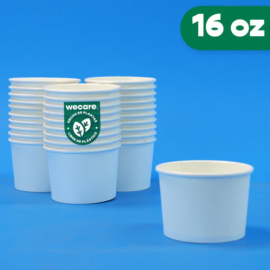 Contenedor Vaso Térmico | Papel - Ácido  Poliláctico PLA | 16 oz / 473 ml | Compostable y biodegradable