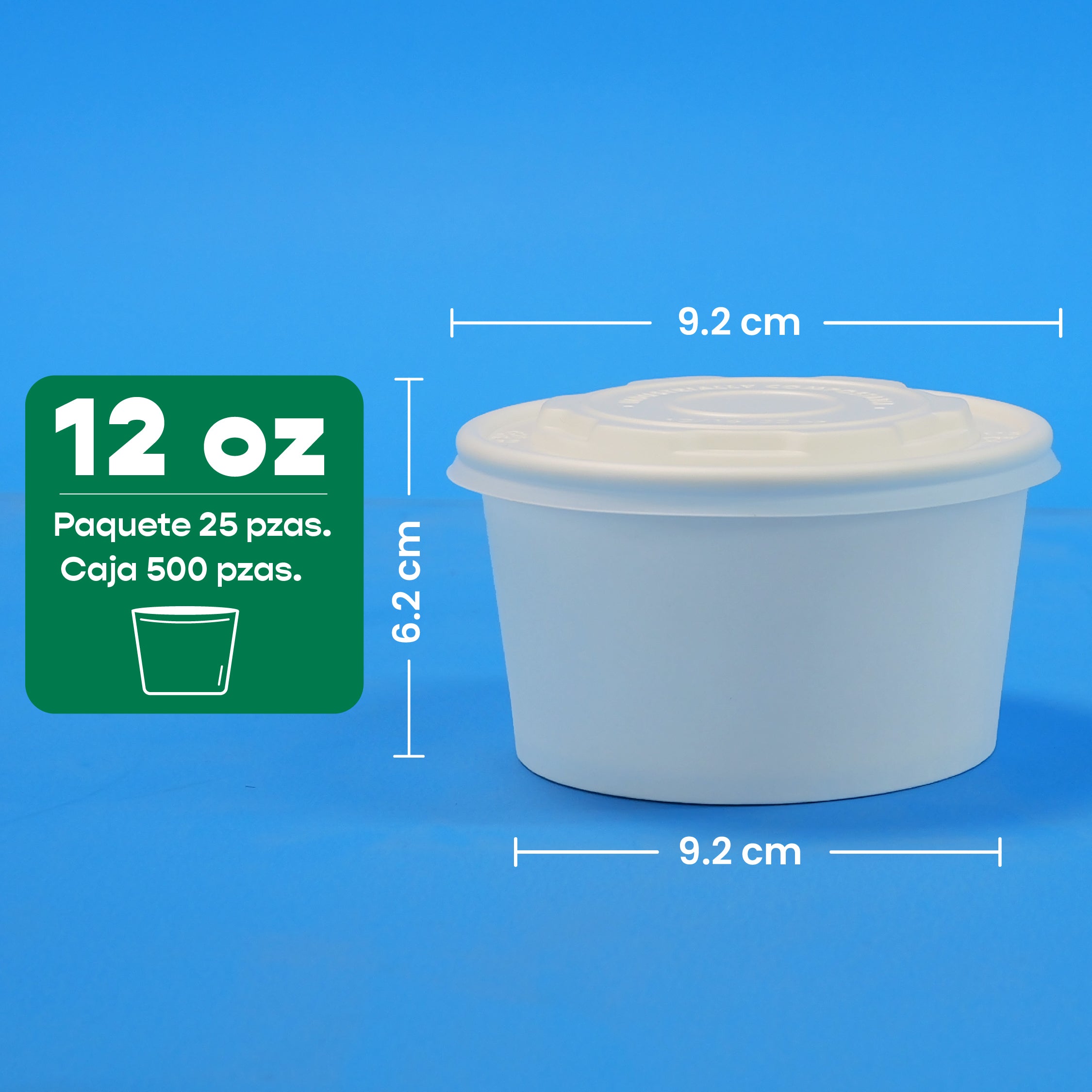 Contenedor Vaso Térmico | Papel - Ácido  Poliláctico PLA | 12 oz / 355 ml | Compostable y biodegradable
