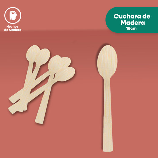 Cuchara | Madera | 6.5" / 16.5 cm | Compostable y biodegradable