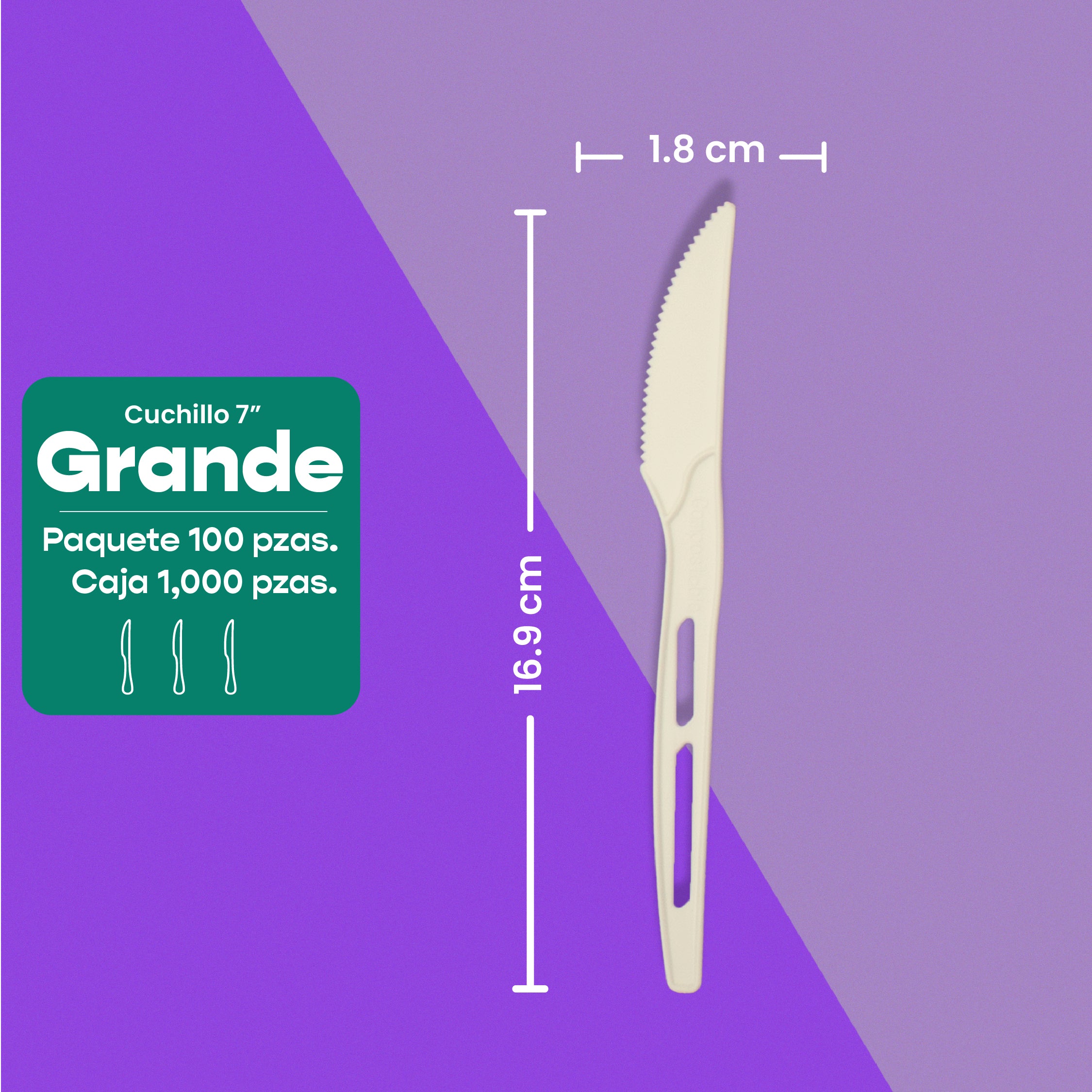 Cuchillo | Ácido Poliláctico Cristalizado CPLA | Compostable y biodegradable