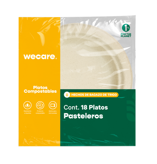 Plato Pastelero Retail  | Bagazo Trigo | 6 " / 15.2 cm | Compostable y biodegradable