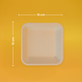 Charola Chica | Bagazo Trigo |15x15 cm | Compostable y biodegradable