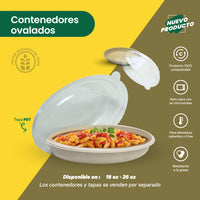 Tapa Contenedor Ovalado | PET | 18 oz |  Reciclable