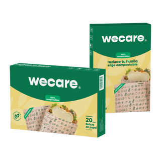 100 Ecological Kraft Bags With Adhesive Closure - We Care