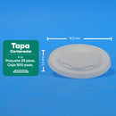 Tapa Contenedor Térmico | Ácido  Poliláctico Cristalizado CPLA | 8 oz | Compostable y biodegradable
