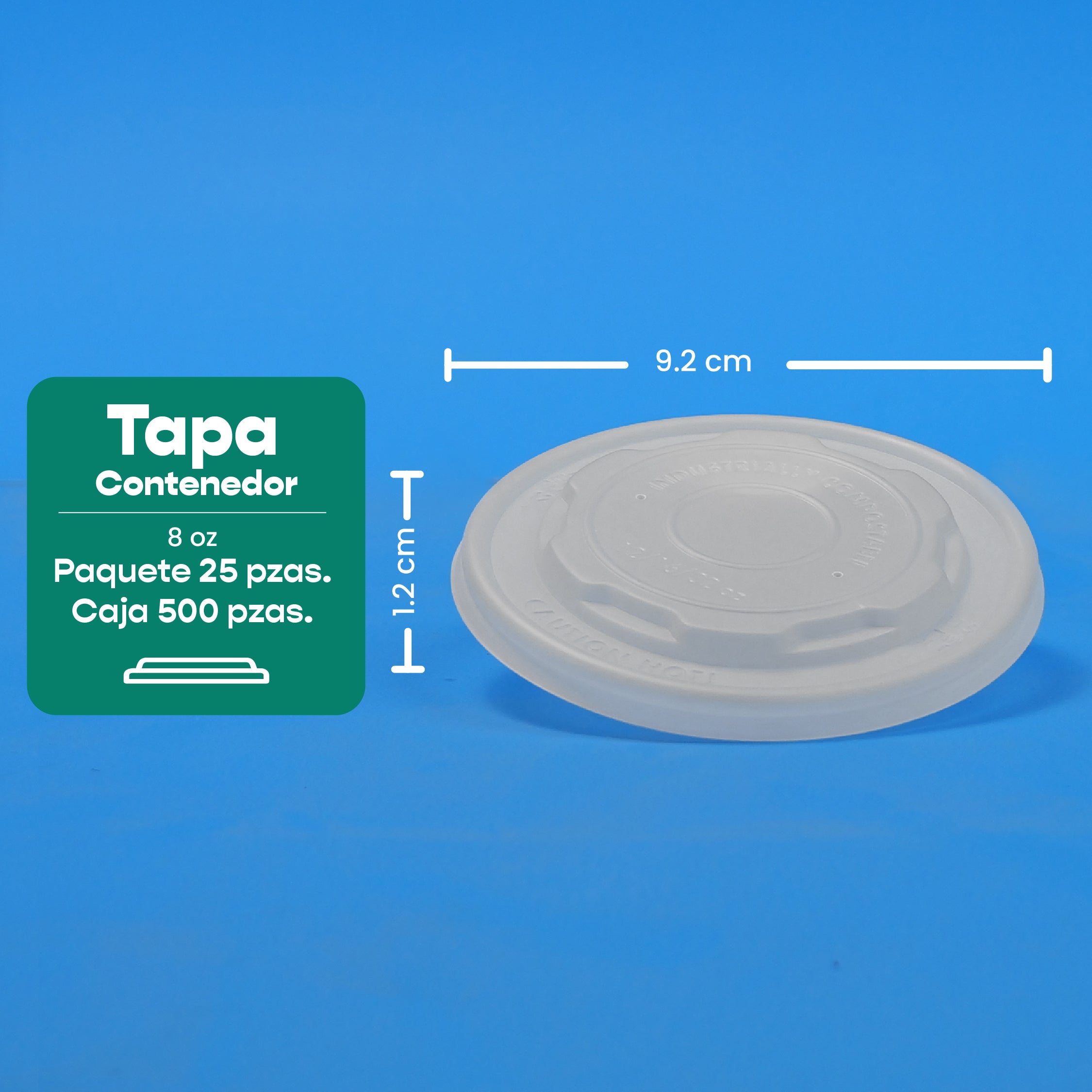 Tapa Contenedor Térmico | Ácido  Poliláctico Cristalizado CPLA | 8 oz | Compostable y biodegradable