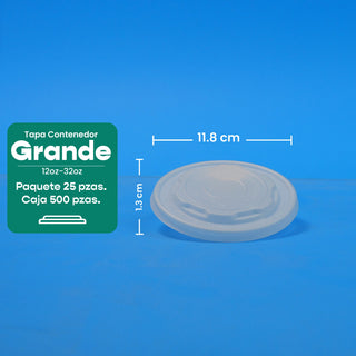 Tapa Contenedor Térmico | Ácido  Poliláctico Cristalizado CPLA | 12-32 oz | Compostable y biodegradable
