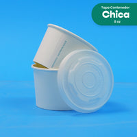 Tapa Contenedor Térmico | Ácido  Poliláctico Cristalizado CPLA | 8 oz | Compostable y biodegradable