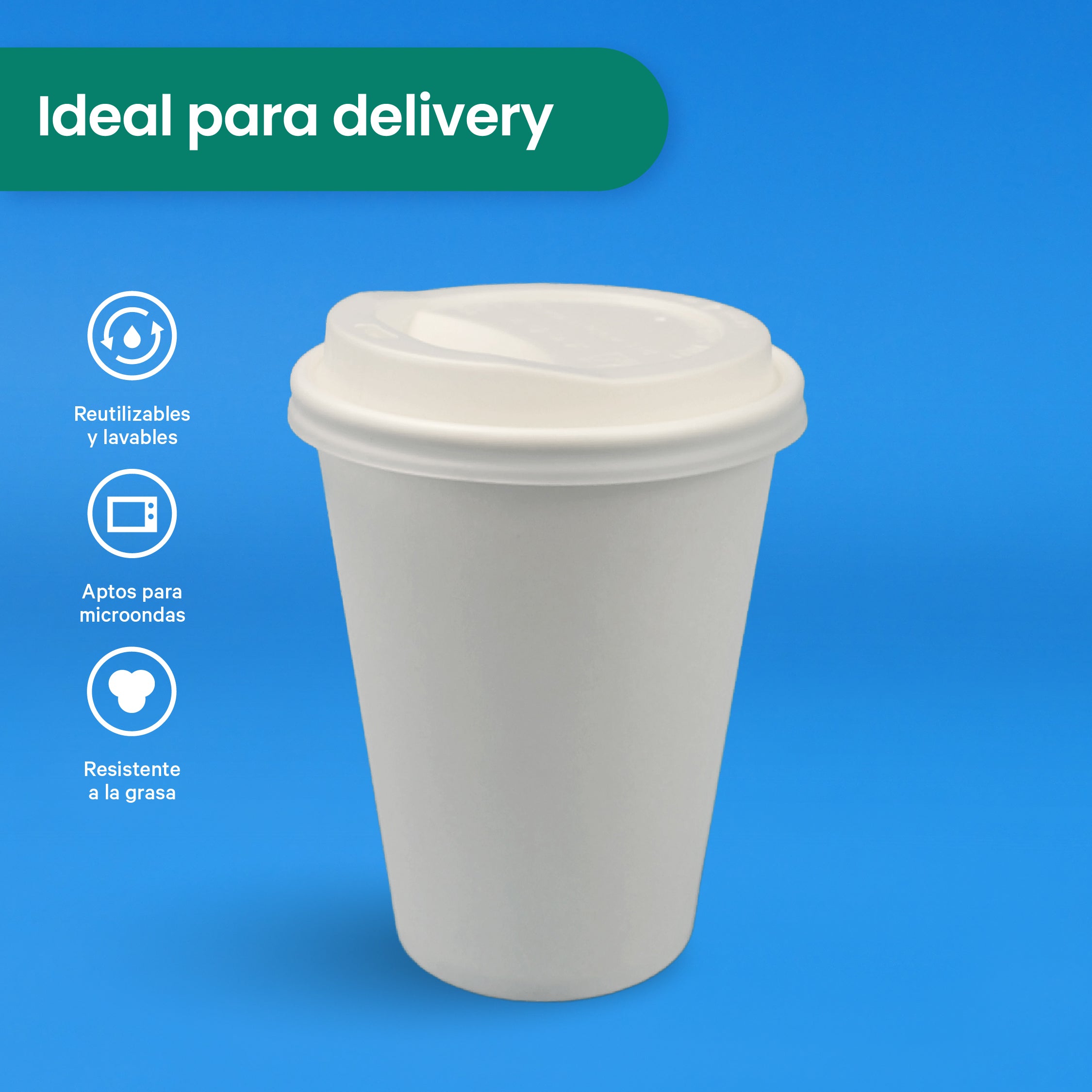 Tapa Cafetera Vaso Papel | Ácido  Poliláctico Cristalizado CPLA | 8 Oz | Compostable y biodegradable