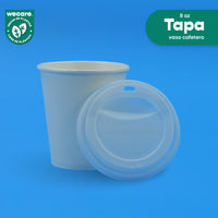 Tapa Cafetera Vaso Papel | Ácido  Poliláctico Cristalizado CPLA | 8 Oz | Compostable y biodegradable