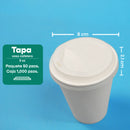 Tapa Cafetera Vaso Papel | Ácido  Poliláctico Cristalizado CPLA | 8 Oz | Compostable y biodegradable