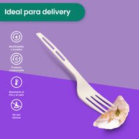 Tenedor Chico 5" Retail | Ácido Poliláctico Cristalizado CPLA | Compostable y biodegradable