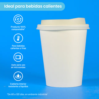 Vaso Térmico | Papel - Ácido  Poliláctico PLA | 10 oz -295 ml | Compostable y biodegradable