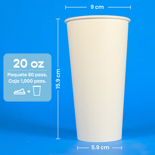 Vaso Térmico Doble Pared | Papel - Ácido  Poliláctico PLA | 20 oz / 591 ml | Compostable y biodegradable