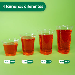 Vaso Transparente | Ácido  Poliláctico PLA | 16 oz / 473 ml | Compostable y biodegradable