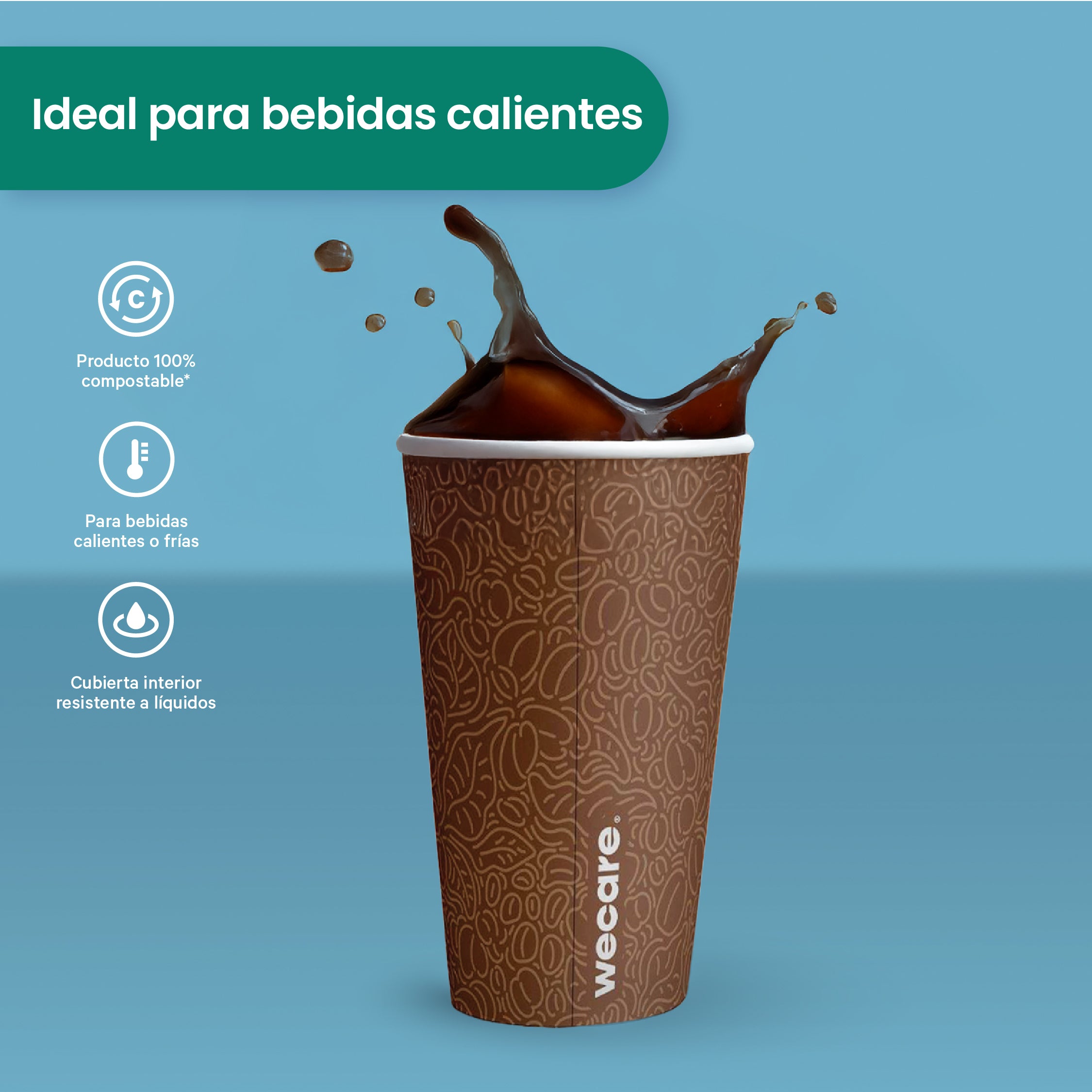 8 oz Disposable and Biodegradable Thermal Cup - We Care