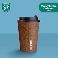 Vaso Térmico Con Diseño Cafetero | Papel - Ácido  Poliláctico PLA | 12 oz / 355 ml | Compostable y biodegradable