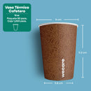 Vaso Térmico Con Diseño Cafetero | Papel - Ácido  Poliláctico PLA | 12 oz / 355 ml | Compostable y biodegradable