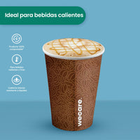 Vaso Térmico Con Diseño Cafetero | Papel - Ácido  Poliláctico PLA | 12 oz / 355 ml | Compostable y biodegradable