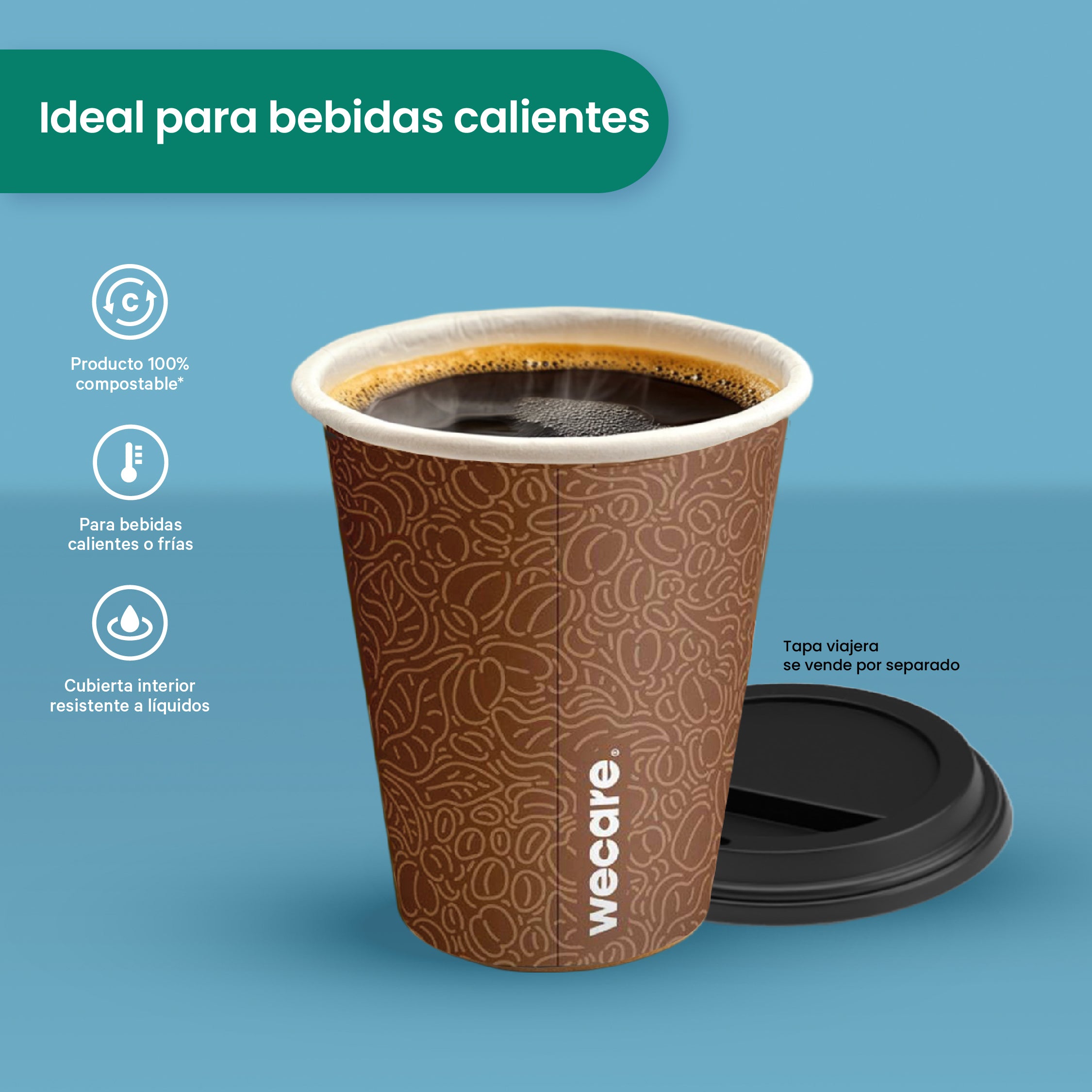 8 oz Disposable and Biodegradable Thermal Cup - We Care