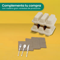 Disposable and Biodegradable Food Container 8x8x3 w/3 Dividers - We Care