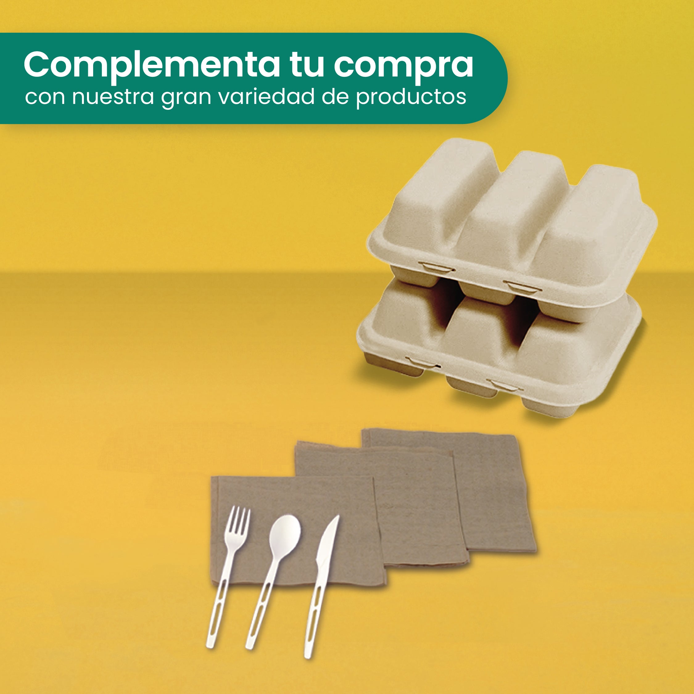 Disposable and Biodegradable Food Container 8x8x3 w/3 Dividers - We Care