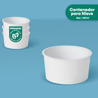 Contenedor Vaso Nieve Doble Recubrimiento | Papel - Ácido  Poliláctico PLA | 8 oz / 236 ml | Compostable y biodegradable