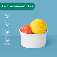 Contenedor Vaso Nieve Doble Recubrimiento | Papel - Ácido  Poliláctico PLA | 5 oz / 147 ml | Compostable y biodegradable