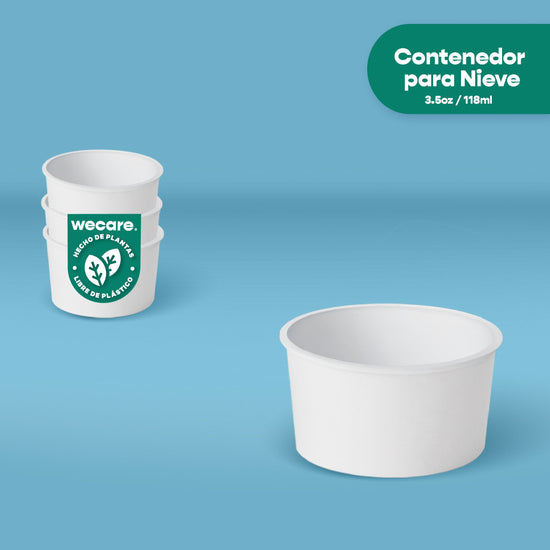 Contenedor Vaso Nieve Doble Recubrimiento | Papel - Ácido  Poliláctico PLA | 3.5 oz / 103.5 ml | Compostable y biodegradable