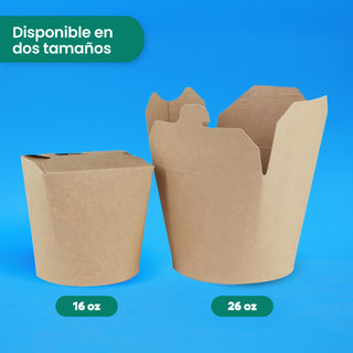 Contenedor Redondo Papel Delivery | Papel PLA | Chica 16 oz | Compostable y biodegradable
