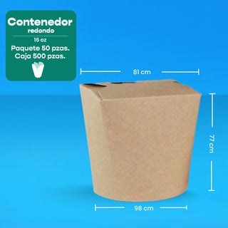 Contenedor Redondo Papel Delivery | Papel PLA | Chica 16 oz | Compostable y biodegradable