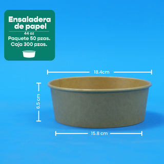 Ensaladera Papel | Papel Kraft | 44 oz | Compostable y biodegradable